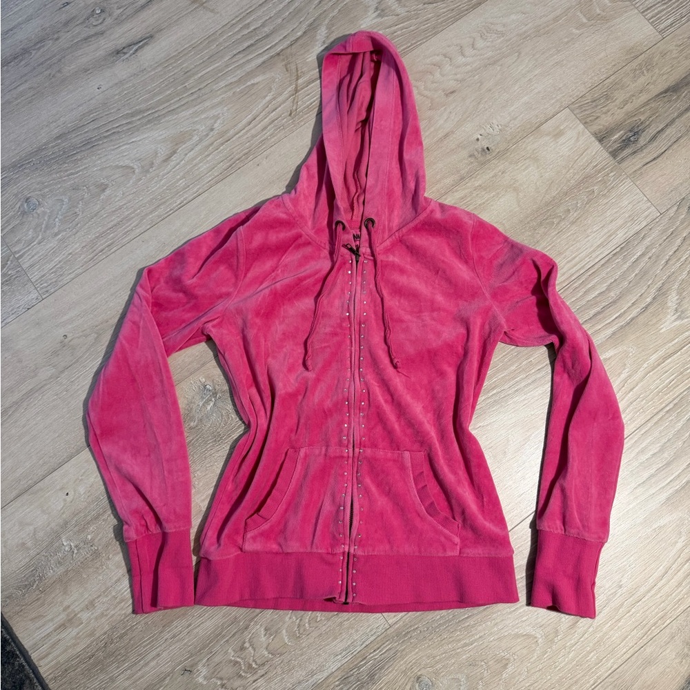 Jenni‎ Pink Rhinestone y2k Zip-Up Hoodie